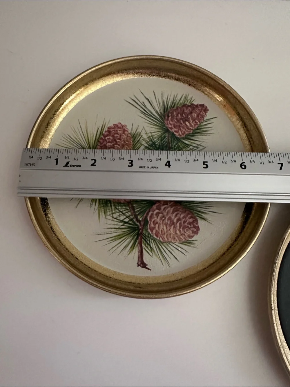 Vintage Decorative Tin Trays - Acorns and Rose - Excellent Condition